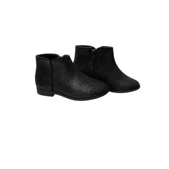 Cat & Jack Other - Cat & Jack Girls Black Glitter Ankle Boots Zip Side Booties Size 1 NWT Sparkle